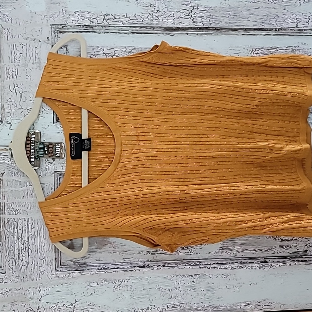 Champaign colored silk tank top Size L. By Country Shop